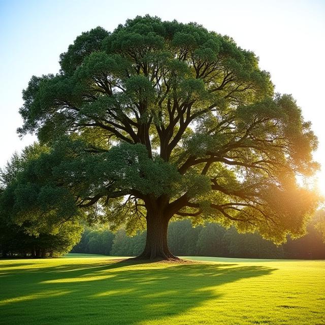 Magnificent large oak tree after structural pruning, showcasing expert care